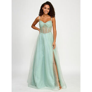 B Darlin Juniors' Glitter Mesh Corset Ball Gown Size 11/12, MSRP: 249$